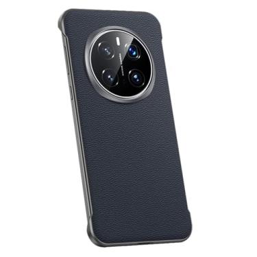 Imagem de HAOMRIYL Capa de couro para Honor Magic 8 Pro/8, capa protetora fina de couro genuíno sem moldura, à prova de choque, azul, 8Pro