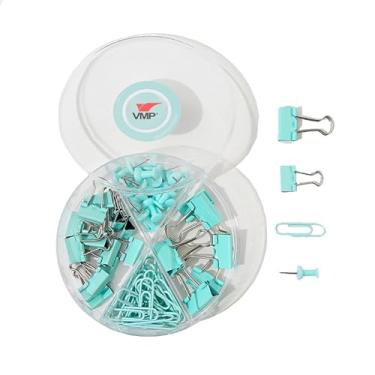 Imagem de Kit Office CC12 Grande Verde Claro – Linha Candy Colors, 72 Peças (Clipes + Alfinetes + Prendedores) – Tons Pastel para Home Office, Estudos e Organização