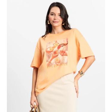 Imagem de Camiseta Feminina em Meia Malha Rovitex Laranja, P, Laranja