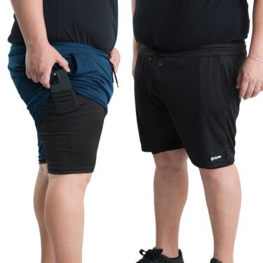 Imagem de Kit 2 Shorts 2 Em 1 Plus Size Masculino Compressão Fitness Academia Treino Corrida-Masculino