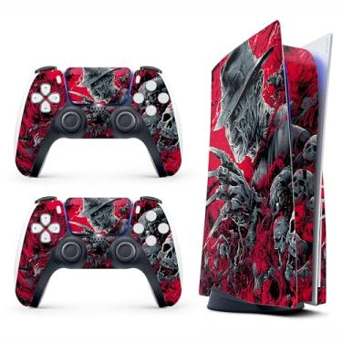 Imagem de Skin Sticker para Game Console 5, capa de disco e edição digital (não versão fina) - Horror Zombie, capa de decalque removível para 2 controles e console