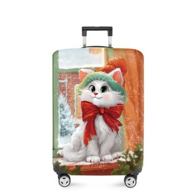 Imagem de FOREVER QUEEN Capa protetora elástica para bagagem de Natal serve para acessórios de viagem de 50 a 86 cm, Gato fofo, M(fits 24-26Inch suitcase), Mármore