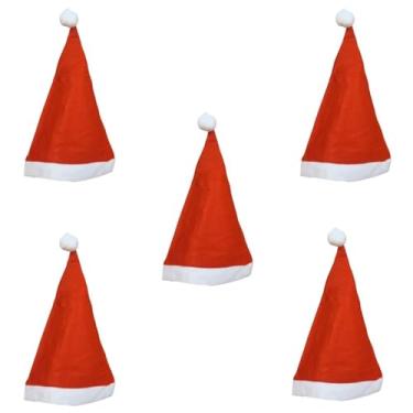 Imagem de Kit com 5 Gorros Natalinos de Feltro Vermelho Tradicional