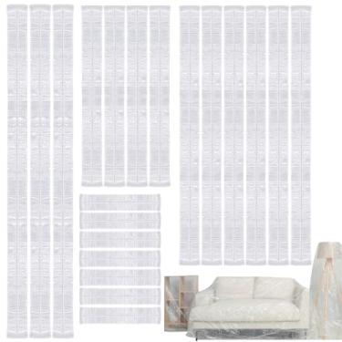 Imagem de AceOrbit 20 capas descartáveis para móveis com capa protetora contra poeira de plástico elástico para sofá, cadeira, mesa de jantar, suporte de TV, extra grande, protetor de sofá-cama transparente