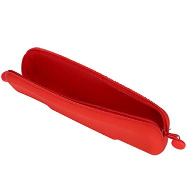 Imagem de Acouto Bolsa de Maquiagem de Silicone Compacta - Mini Bolsa de Armazenamento de Caneta Com para Viagens e Material Escolar (vermelho (pequeno))