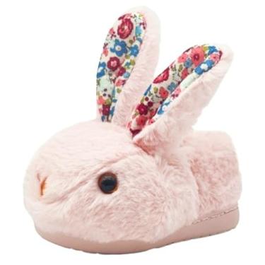 Imagem de Pantufas infantis de algodão coelhinho fofo desenho animado outono inverno capa quente sapatos de bebê casa, rosa, 5-5.5 Infant