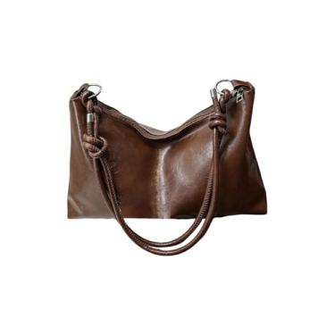 Imagem de SweatyRocks Hobo Bolsas femininas de couro PU bolsas de ombro casuais com alças de nó Y2K, Marrom café, one_size