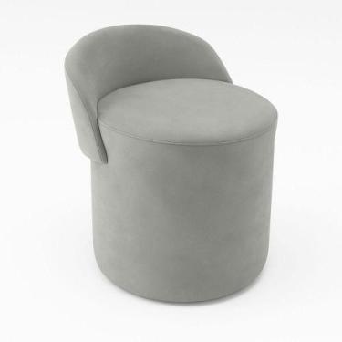 Imagem de Puff Encosto Confortável Sala Estilo Moderno Redondo Suede Cinza - Bla