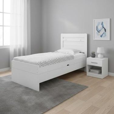 Imagem de Cama Baú com Colchão 4 Repartições Solteiro - Branco