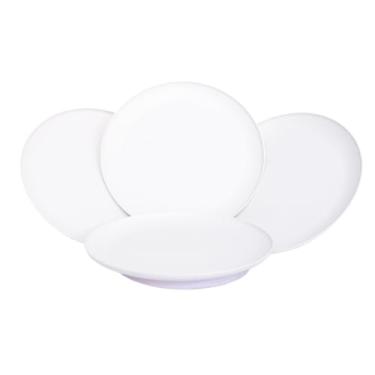 Imagem de Jogo de Pratos Rasos de Jantar Grande Resistente Empilhável Reutilizável Plástico Leve Crianças (Branco,4 un)