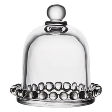 Imagem de YWJLQH Suporte de vidro para bolo pequeno com cúpula, versátil para festas e casamentos. Acessório Prato redondo transparente para bolo, Size L