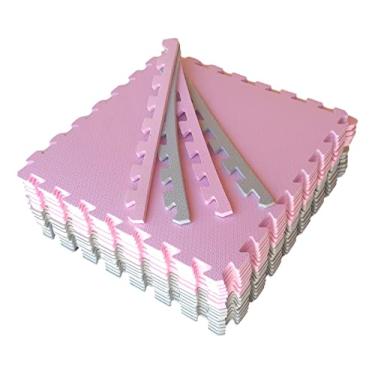 Imagem de Kit 8 Tatame Tapete EVA Rosa Claro e Cinza 50x50x2cm 20mm