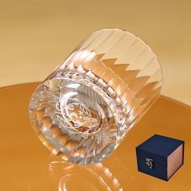 Imagem de suigetsu Copo de cristal de uísque para astrologia e horóscopo - artesanato cortado à mão com entalhe interno para decoração de doze constelações, copos para suco, barra de água para casa, presentes