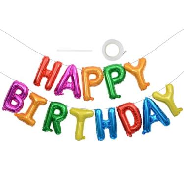 Imagem de Faixa de balão de alumínio Rainbow Mylar, 40,6 cm, colorido, feliz aniversário, letras de Mylar, balões para mulheres, homens, meninos, meninas, decoração de festa de aniversário