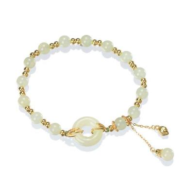 Imagem de Pulseira Nephrite Jade para mulheres, miçangas e fivela de paz - yiwei