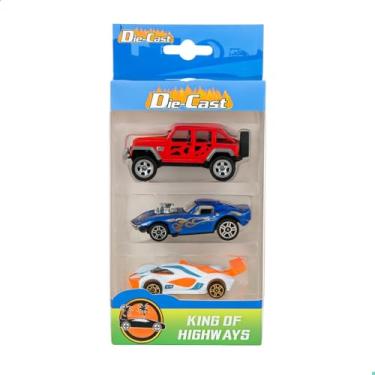 Imagem de Kit 3 Carrinhos de Metal Die-Cast King of Highways 8cm Brinquedo Infantil (Kit Off-Road e Esportivos)