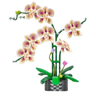 Imagem de Orchid Flowers Building Block Sets, Compatible with Lego 853792 Accessory, Artificial Plant, Botanical Collection for Home, Kitchen, Desk Decor (White 736Pcs)