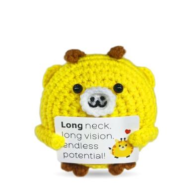 Imagem de LNEMDP Handmade Crocheted Mini Giraffe is Suitable for Christmas or Birthday Gifts for Women, Men, Family, Friends, and Colleagues It is a Cute Desktop Decoration with an Inspirational Card