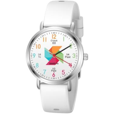 Imagem de Afcrho Relógio infantil analógico à prova d'água, cata-vento para crianças de 8 a 12 anos, relógios de professores para meninos de 5 a 7 anos, 6 a 8 anos, fácil de ler, relógios educativos para