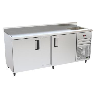 Imagem de Balcão Congelados Venâncio 200cm Exterior Inox Interior Aluzinco Borda Espelhada Com Cuba 220V Vcch20-42296