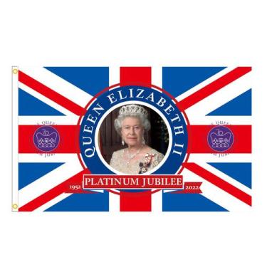 Imagem de Bandeira Rainha Elizabeth II Jubileu de Platina 90x150cm Poliéster - y