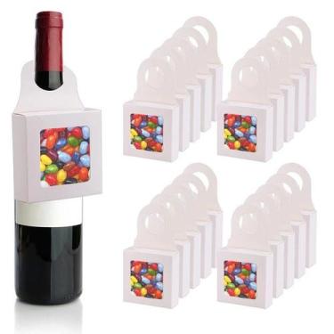 Imagem de Caixa de garrafa de vinho, papel branco, 10 unidades com etiqueta de p