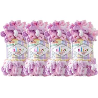 Imagem de Cobertor para bebê Alize Puffy Color Lote de 4 fios 400 g 100 metros 100% micropoliéster fio macio tricotado à mão, 6051, 1