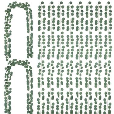 Imagem de OMISTAR 24 peças de guirlanda artificial de eucalipto para mesa – videira vegetal realista, guirlanda de vegetação artificial para decoração de casa de festa de casamento, folha de eucalipto falsa