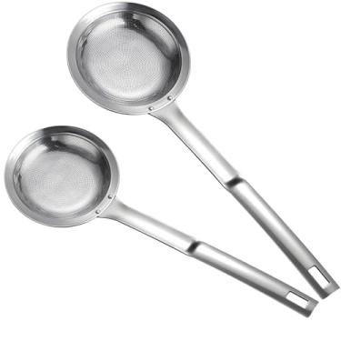 Imagem de Coadores para drenar desnatação e alimentos, conjunto de colheres de aço inoxidável com fenda 2 peças, 10 cm/10 cm 12 cm/12 cm inclui, panela quente ideal para uso na cozinha e