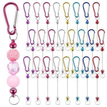 Imagem de 24 chaveiros de contas com clipes mosquetão, 8 opções de cores para artesanato DIY, chaveiros de metal para fabricação de joias, perfeito para projetos criativos e presentes