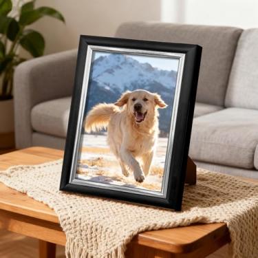 Imagem de Coleção de molduras metálicas vintage modernas de 15 x 20 cm para exibição de arte decorativa em paredes e mesas (preto prateado)