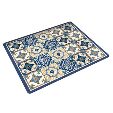 Imagem de IEUDNS Tapete protetor contra poeira para máquina de lavar roupa, acessório multiuso, à prova de poeira e antiderrapante, para uso em bancadas de máquinas de, Grades Azuis