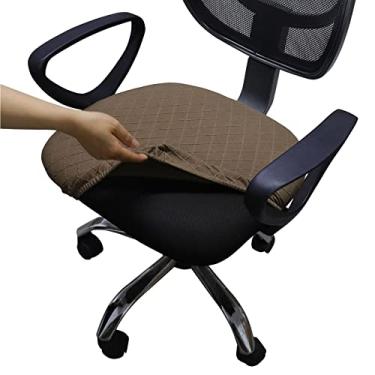 Imagem de Melaluxe Capa de cadeira de escritório jacquard elástica, capa de cadeira de mesa lavável removível capa de assento de cadeira rotativa marrom