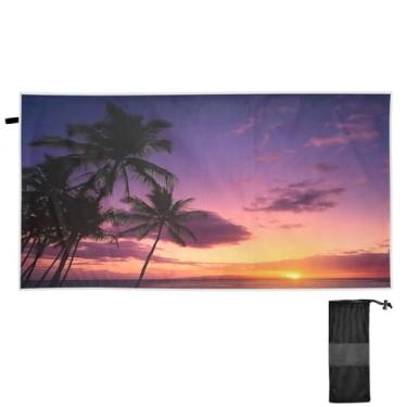 Imagem de ATTX Toalha de praia Ocean Sunset Palmeiras 76 x 152 cm - Toalha de microfibra leve e de secagem rápida resistente à areia para piscina, ioga, academia e viagens | Esportes de banho de natação