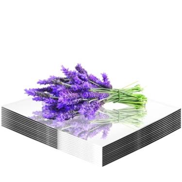 Imagem de 8 peças de espelhos quadrados para centros de mesa, bandeja espelhada quadrada de 25,4 x 25,4 cm, placa de vela, espelhos de parede de acrílico para mesa de aniversário, casamento, decoração de festa