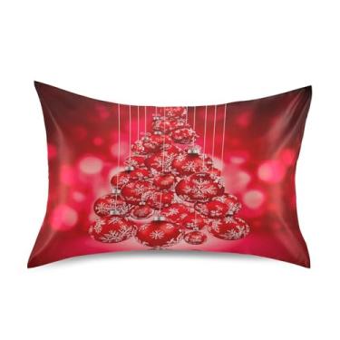 Imagem de SEHANY Capas de almofada de seda de bola de Natal para cabelo e pele, capas de almofada de cetim respiráveis macias e refrescantes com fecho de envelope, tamanho king (50,8 x 101,6 cm)