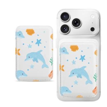 Imagem de Suporte magnético para iPhone, carteira fina de couro PU, capa para cartão, capa traseira para cartão, acessório de telefone fofo