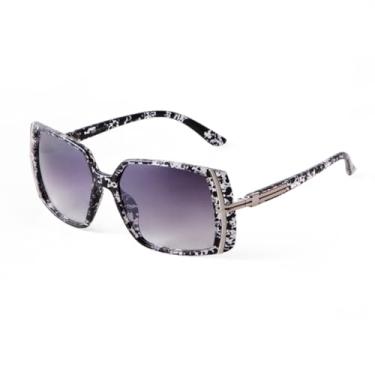 Imagem de HCHES Óculos de Sol Oversized Femininos Pretos com Rebites - Modelo de Luxo (6)