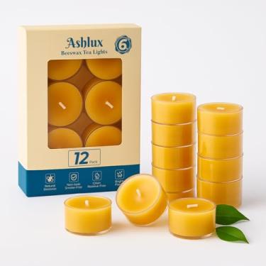 Imagem de Ashlux Velas de chá de cera de abelha sem perfume, pacote com 12, queima por 6 horas