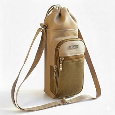 Imagem de Bolsa Térmica (BEGE COM OURO) GALANTE para Garrafa de 2 LITROS em Couro Sintético - Coleção Cores VERÃO 2026