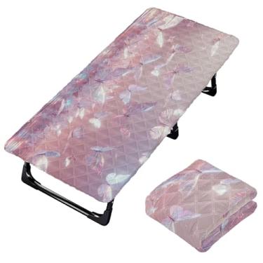 Imagem de Burbuja Lençol de berço de borboletas rosa para crianças, lençol de cochilo acolchoado portátil com faixa elástica para meninas e meninos, lavável na máquina, 63,5 x 127 cm