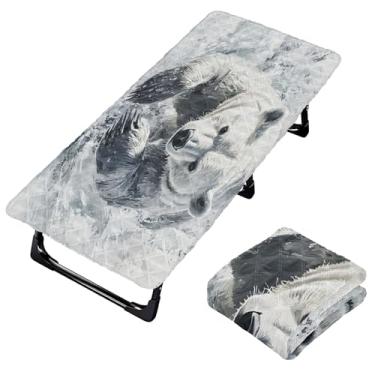 Imagem de Burbuja Lençol de berço de corrida de urso para crianças, lençol de cochilo acolchoado portátil com faixa elástica para meninas e meninos, lavável na máquina, 63,5 x 127 cm