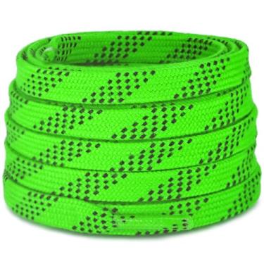 Imagem de Lacesgian Cadarços de skate de hóquei no gelo de poliéster encerado de grau profissional – Cadarços de substituição duráveis com ponta moldada para patins de gelo e botas, Verde, 96"/240cm