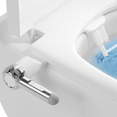 Imagem de Assento sanitário de bidê ultrafino, fácil instalação, lavagem posterior e feminina (bocais duplos retráteis), acessório de pulverizador de vaso sanitário RV não elétrico com 2 controles de pressão