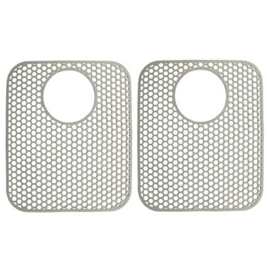 Imagem de Murtenze Pacote com 2 tapetes protetores de pia de cozinha de silicone, 34,5 x 29,5 cm, resistente ao calor, tapete protetor antiderrapante para pia de cozinha, grade de drenagem traseira dobrável