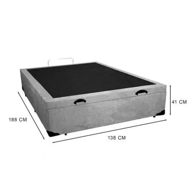 Imagem de Cama Box Baú Casal 138 Suede Cinza Com Colchão Espuma D33 Marrocos 30cm