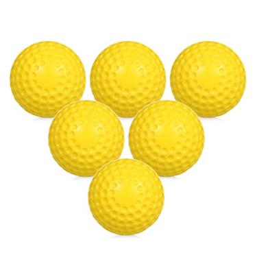 Imagem de 6 Pacote de Bolas Beisebol PU com Buracos 9 Polegadas Sacola Transporte Cordão para Prática Máquina