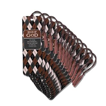 Imagem de Dicksons Marcador de livro com borla cristã inspiradora para livros, estudo bíblico, diários 5 x 15 cm, cartolina Man of God Be Strong, pacote com 12