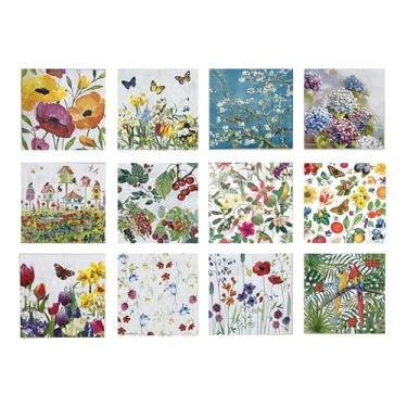 Imagem de 12 estilos sortidos guardanapos coloridos para decoupage uma variedade de flores sortidas dia das mães papel decorativo pássaro casa de pássaros guardanapos bonitos 1 cada 6,5