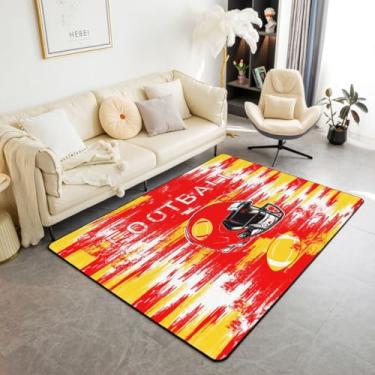 Imagem de Feelyou Tapete de área de futebol 3x5 Kansas tapetes de sala de estar para crianças meninos meninas quarto futebol decoração cidade tapete com suporte antiderrapante tapete de rúgbi esportes interior